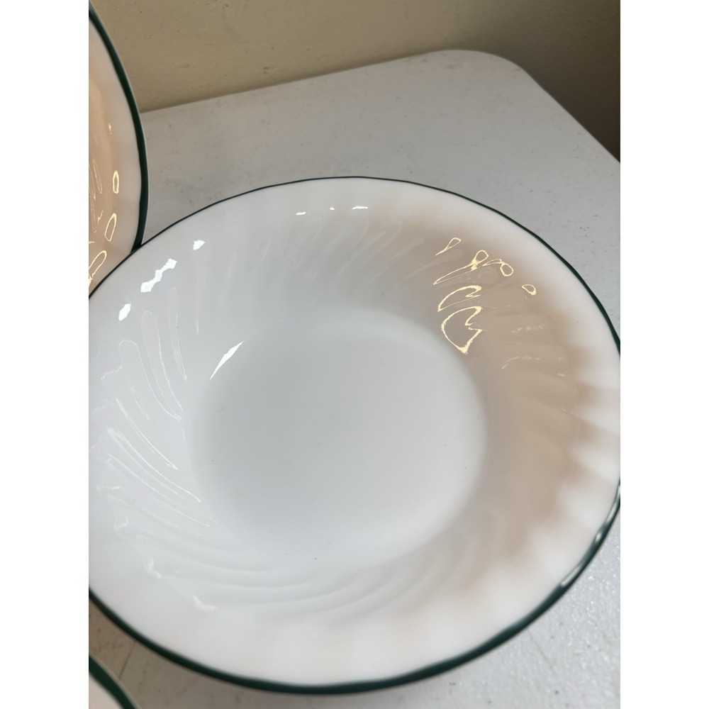 Corelle Callaway Ivy Swirl Green Rim Cereal/Soup Bowl 7.25" Set Of 4 - Picture 2 of 9
